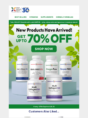Stop Aging Now - Limited Time: Extra Savings on New Items!