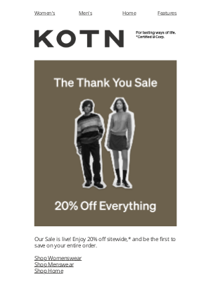 Kotn - 20% Off Everything Starts Now