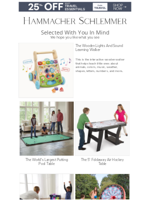 Hammacher Schlemmer - Selected Just For You:  The Wooden Lights And Sound Learning Walker & More