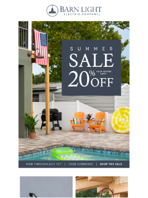 Barn Light Electric - Barn Light Electric Summer Sale! Enjoy 20% Off Sitewide