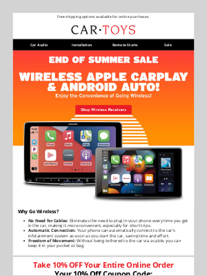 Car Toys - Go Wireless! Apple CarPlay and Android Auto Receivers.