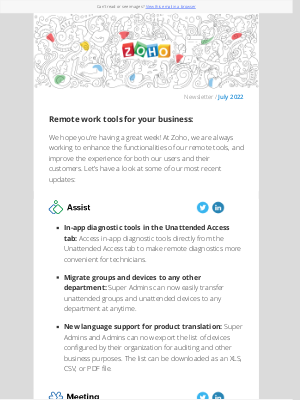 Zoho - Remote Tools updates - July 2022