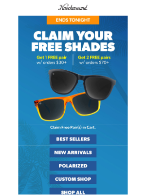 Knockaround - ⏰ FREE Shades Deal Ends Tonight!