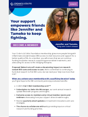 Crohn's & Colitis Foundation - Your donation fuels hope for patients like Jennifer & Tameko.