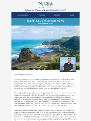 Windstar Cruises - Yacht Club Member Newsletter - September 2022