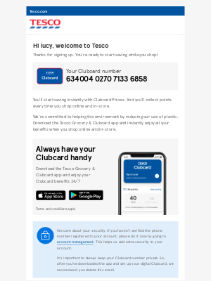 Tesco (United Kingdom) - Thank you for signing up to Tesco
