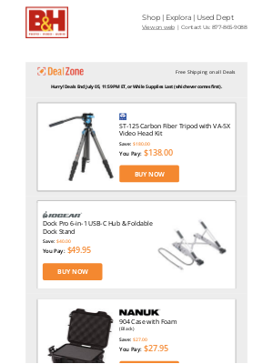 B&H Photo Video - Today's Deals: 💰$180 OFF! Sirui CF Tripod w/ Video Head Kit & More!