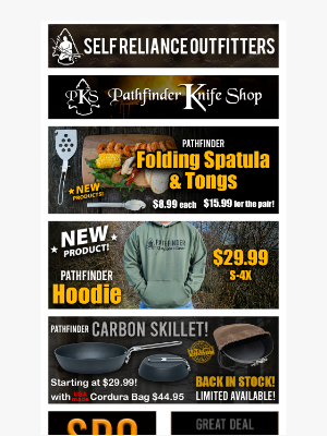 Self Reliance Outfitters - NEW Products! Pathfinder Spatula, Tongs, Hoodie...