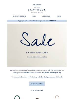 Smythson - Enjoy an extra 10% off all sale styles