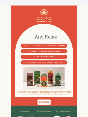 Aduna (United Kingdom) - Free Tea When You Spend Over £25 ☕️