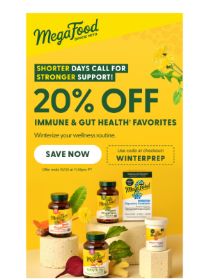 MegaFood - 20% OFF Immune & Gut Health