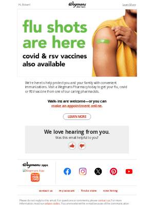 Wegmans Food Markets - Flu Vaccines Are Here!