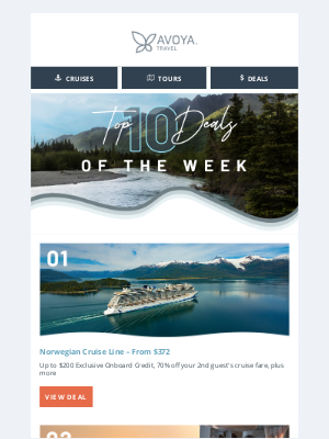 Avoya Travel - Our Top 10 Vacation Deals of the Week