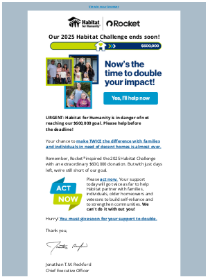 Habitat for Humanity - You could be the one to get us to our goal!