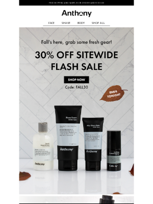 Anthony - Freshen Up for Fall: 30% OFF Ends Tonight!