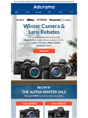 Adorama - Winter Deals on Cameras, Lenses & More!