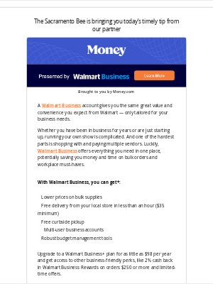 The Sacramento Bee - Walmart Business is designed to support your bottom line