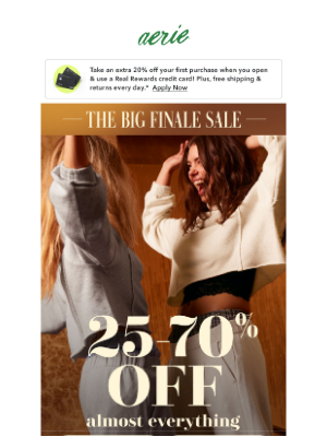 American Eagle Outfitters - New year, new gear! The Big Finale Sale is STILL ON!