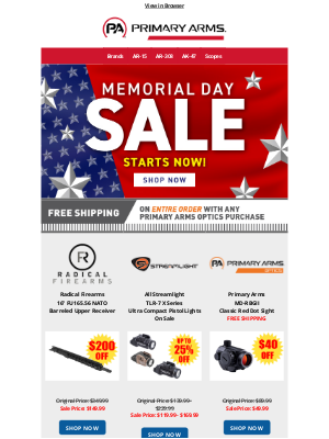 Primary Arms LLC - Memorial Day Sale Starts Today! 1,000's of Products on Sale!