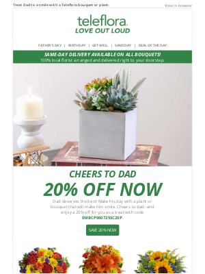 TeleFlora - Cheers to Dad 🍻 20% Off Everything