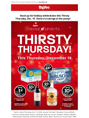 Hy-Vee - Celebrate the holidays with Thirsty Thursday 🥂