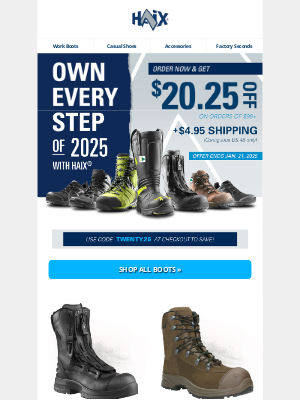 Haix North America - Start 2025 with $4.95 Shipping + $20.25 Off Boots