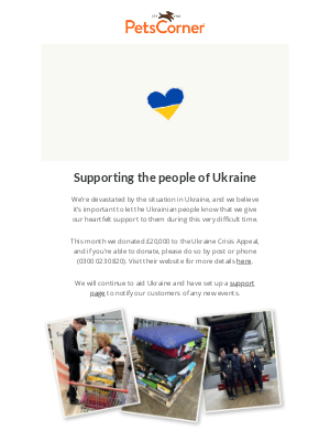Pets Corner (UK) - Supporting the people of Ukraine