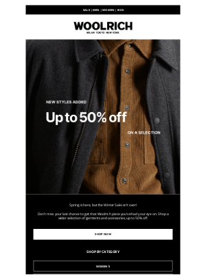 Woolrich - 🚨 Last Call: up to 50% off! 🚨