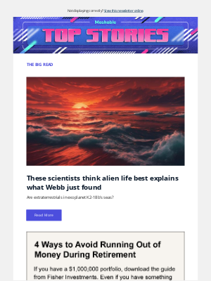 Mashable - These scientists think alien life best explains what Webb just found