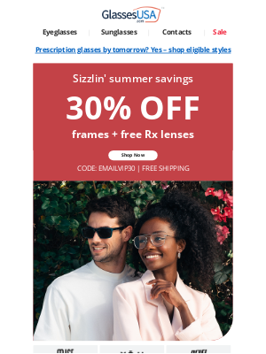 Glasses USA - 🔥 HOT summer deals 👉 30% off, BOGO, and more!