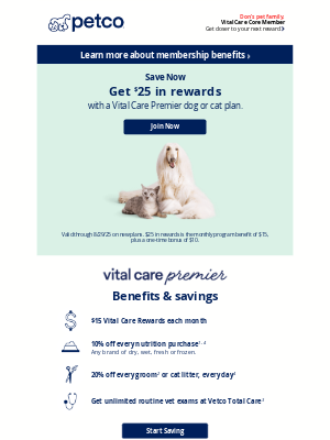 Petco - Save now! Get $25 in rewards your first month