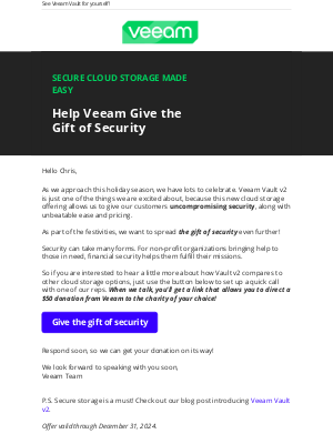 Help Veeam Give the Gift of Security