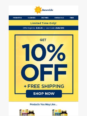Renew Life - Grab Your 10% Discount + Free Shipping Today!