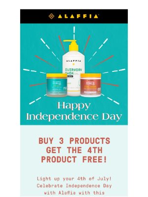 Alaffia - Independence Day Sale: Buy 3 Get 4th Free