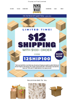 Paper Mart - Limited Time! Get $12 Shipping w/ $100+ Order