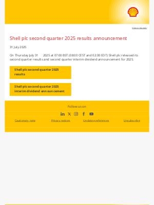 Shell - Shell plc second quarter 2025 results announcement