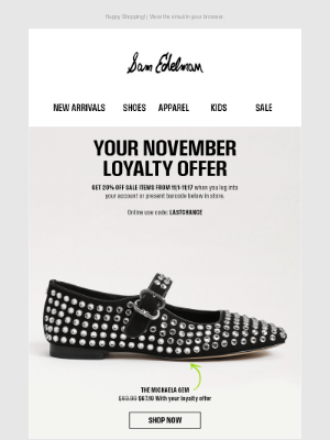 Sam Edelman - Your November Loyalty Offer