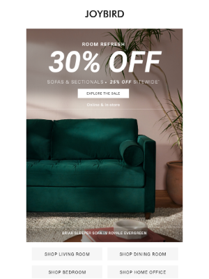 Joybird - 🛋 Room Refresh: Save 30% on sofas & sectionals