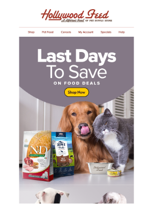 Hollywood Feed - Last Days to Save on Food Deals! 🐶🐈‍⬛