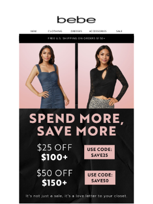 bebe - PSA → Up to $50 Off Something You Want 💸