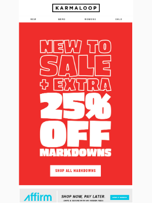 Karmaloop - New Markdowns + Extra 25% Off🔥