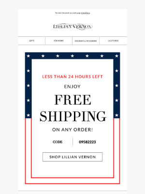 Lillian Vernon - Labor Day FREE shipping expires at MIDNIGHT