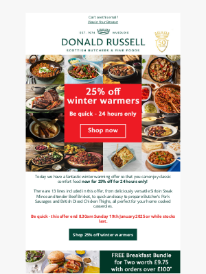 Donald Russell - TODAY ONLY | 25% off Winter Warmers 💥