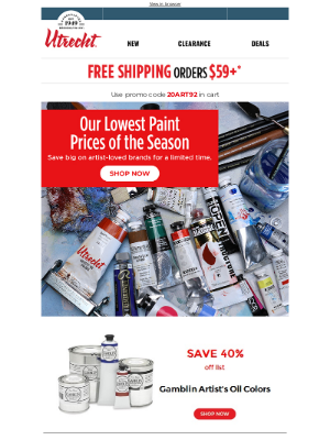 Utrecht Art Supplies - Our lowest paint prices of the season ends soon
