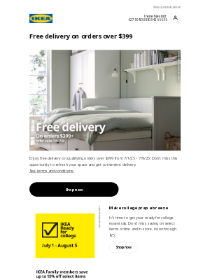 IKEA - ☀️ Happening now: Free delivery on orders $399+ ☀️