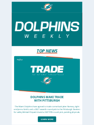 Miami Dolphins - Dolphins Weekly - Dolphins make trade with Pittsburgh