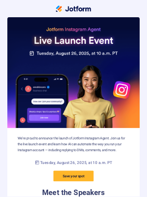 JotForm - Join the Instagram Agent Live Launch Event ✨