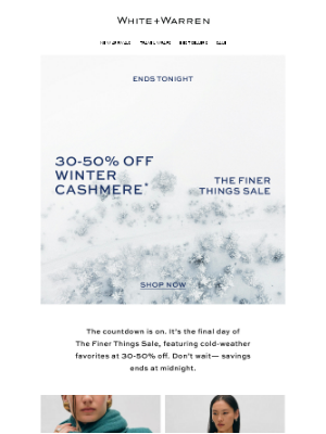 White + Warren - Ends Tonight: 30-50% Off Cashmere