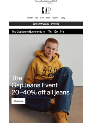 Gap - Last chance for 20–40% off all kids' jeans