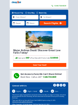 CheapOair - ✈  Major Airlines Deals! Discover Great Low Fares Today!